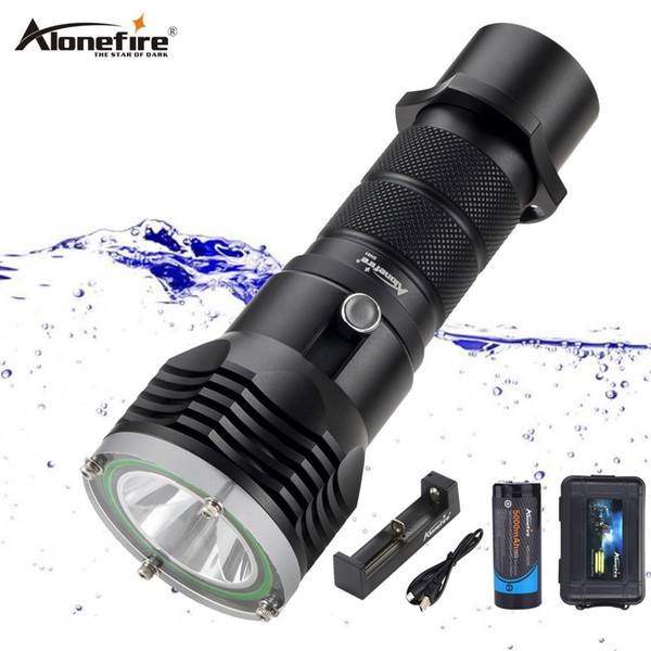 Alonefire DV51 Cree XML2 Led high power Waterproof diving flashlight Lantern Underwater Dive fill light Torch Scuba lamp Exercise Climbing