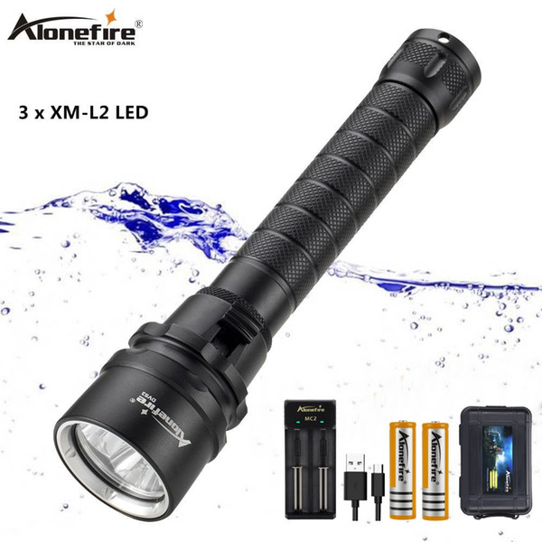 AloneFire DV53 Diving Flashlight Torch Scuba Dive Torch UnderWater 100m Depth Waterproof Led Flash lights Lantern ligh Fill Tactical light