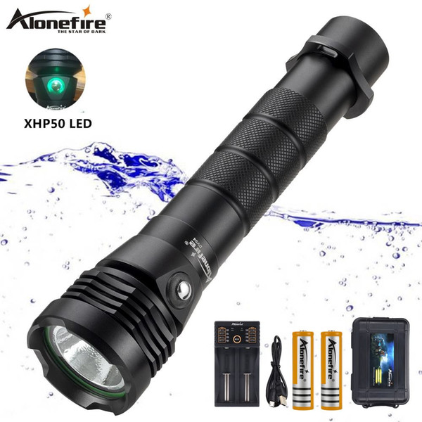 AloneFire DV54 LED Diving Flashlight Torch Powerful xhp50 Underwater LED Waterproof Scuba Dive Torch Lantern Dive Professional Fill light