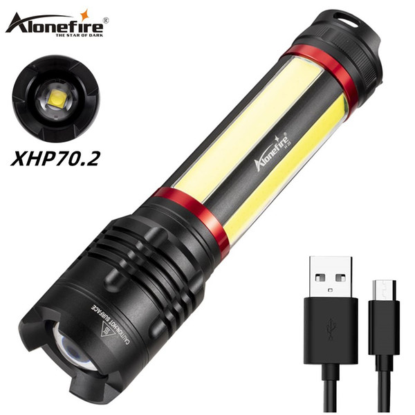 Alonefire H35 xhp70.2+COB Most Powerful LED Rechargeable Flashlight USB Zoomable Waterproof Ultra Bright Tactical Torch Light hunting Hike