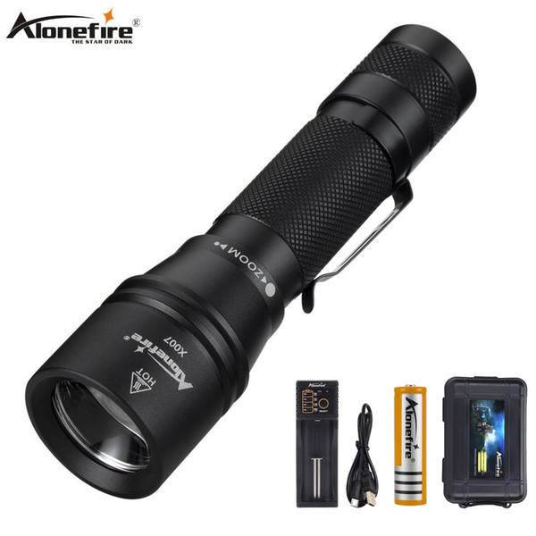 Alonefire X007 zoom led flashlight usb charging ultra bright torch xml t6 tactical torch Lanterna Zoomable Waterproof Flashlight Outdoor