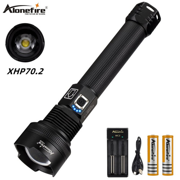 Alonefire H29 Super Powerful Xlamp XHP70.2 LED Flashlight USB Rechargeable Lamp Zoom Tactical Torch Camping Outdoor Hike Exploration Camping