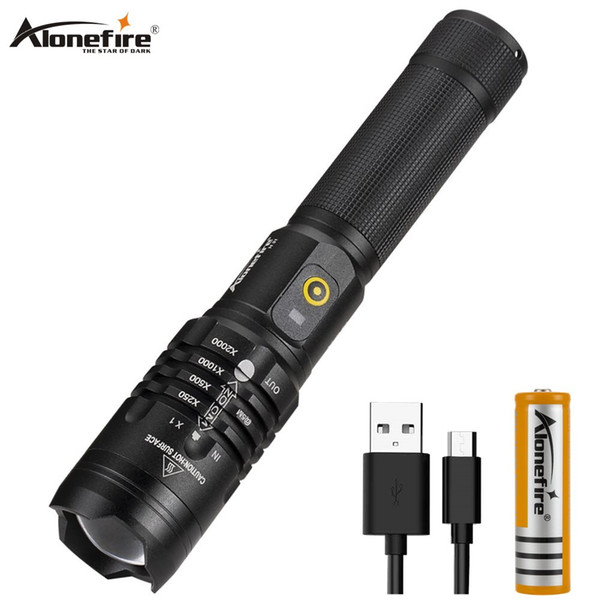 Alonefire H31 XHP50.2 LED Flashlight USB Rechargeable Zoomable Tactical Torch Light Waterproof Camping Fishing Lamp Exercise Climbing Hike