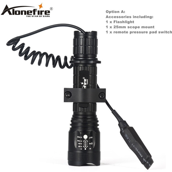 AloneFire TK400 Tactical flashlight light cree xml L2 led hunting led flashlight zoom torch+Mount +Pressure SwitchOutdoor Tactical hunting