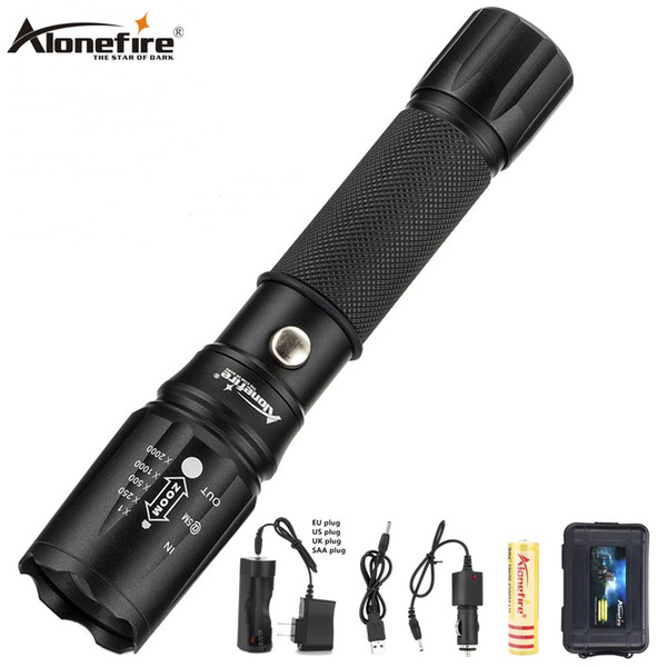 AloneFire X590 XML T6 zoom Powerful Rechargeable LED flashlight Adjustable Outdoor Camping Led Flash light Search Rescue hunting Fishing