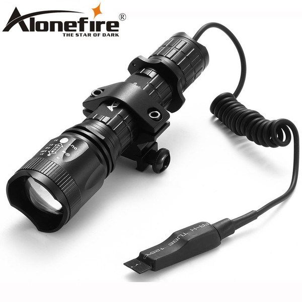 AloneFire TK400 Tactical light cree xml L2 led hunting flashlight zoom torch+Mount +Pressure Switch for Outdoor Hunting