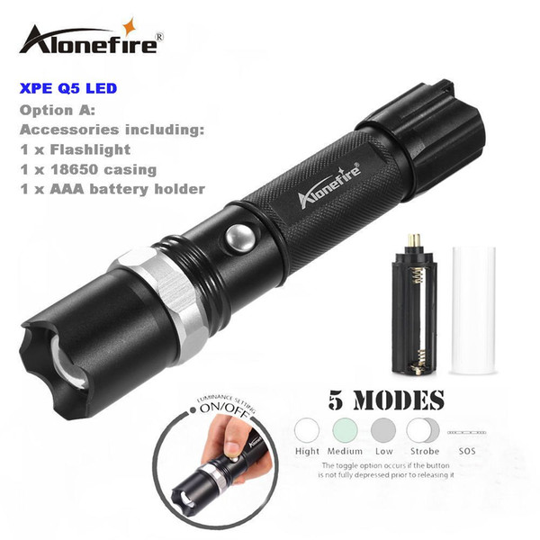 AloneFire TK107 3Mode Tactical Flash Light Torch Mini Zoom Rechargeable Powerful LED Flashlight AC Lanterna For Outdoor Travel