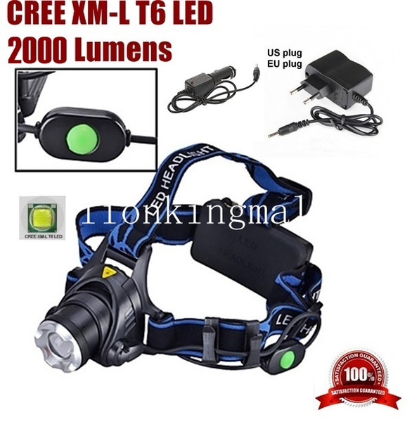 A88 CREE XM-L T6 LED 2000Lm Zoomable Headlight LED Headlamp CREE For 2x18650(not include) +Charger