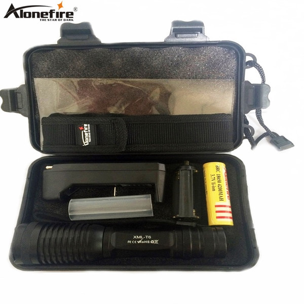 Alonefire E007 CREE XM-L T6 Tactical Flashlight 3800Lumens LED Torch Zoomable LED Flashlight Torch Light 1x18650