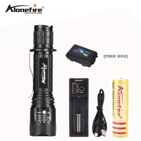 AloneFire TK400 LED Flashlight Zoomable/Adjustable LED CREE XM-L2 Tactical Flashlight Zoom Torch for 1x 18650 Battery+Charger