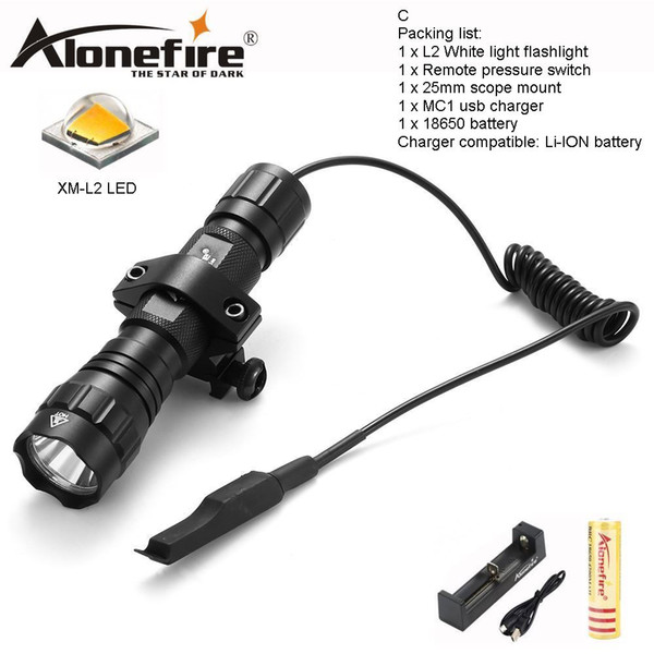 AloneFire 501Bs CREE XM-L2 LED Tactical Flashlight Torch Outdoor lighting camping +Tactical mount+Remote switch