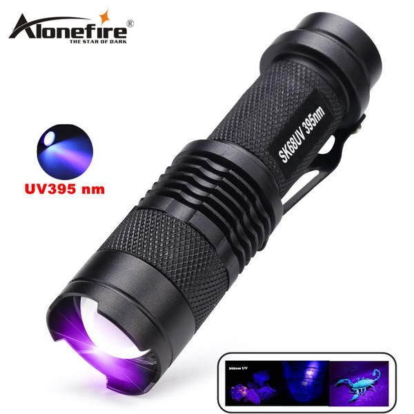 Free Shipping DHL, Fedex Alonefire SK68uv 395nm mini Zoom UV ultraviolet light to detector lamp flashlight