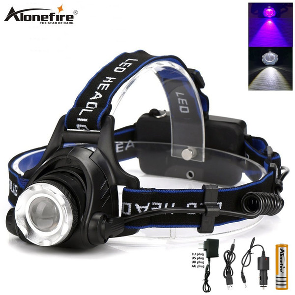 Alonefire HP79-WU multi-functional head lamp led ultraviolet uv zoomable headlamp flashlight lantern torch Climbing adventure rescue