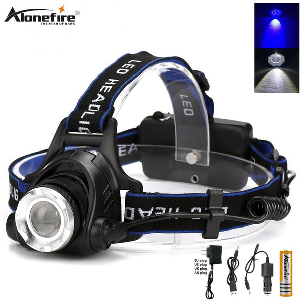 Alonefire HP79-WB USB Rechargeable Headlight LED Headlamp Portable White blue Camping Lamp lantern Climbing adventure rescue Tacticalhunting