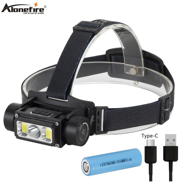 Alonefire HP43 Portable led Headlamp XPG2+COB Professional USB Rechargeable Headlight Waterproof Night Lighting Lantern Exercise Climbing