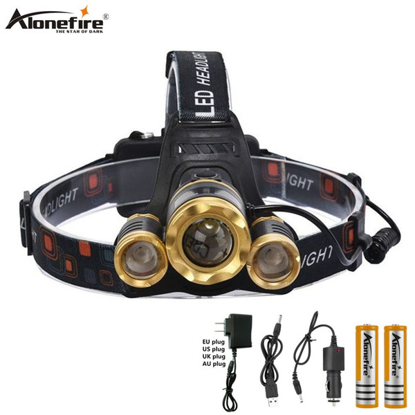 AloneFire HP21 8000Lm T6+2R5 led headlight cree xml t6 waterproof lights headlamp flashlight Exercise Exercise Climbing Working Patrol18650