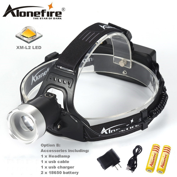 AloneFire HP34 Sensor led Headlamp CREE XML L2 Induction Head light Micro USB Rechargeable headlight Lantern Flashlight Head Torch Portable