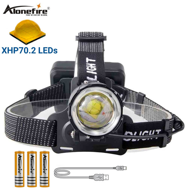 Alonefire HP39 50000LM Super Bright LED Headlamp XHP70.2 Headlight Lamp 18650 Zoom Fishing Rechargeable Flashlight Lantern Exercise Climbing