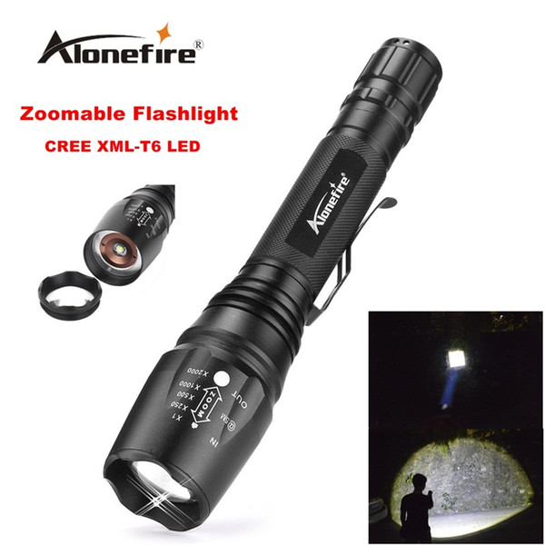 Alonefire H200 CREE XM-L T6 LED High power Tactical Waterproof Zoomable Flashlight Torch light for 2x18650 Rechargeable battery