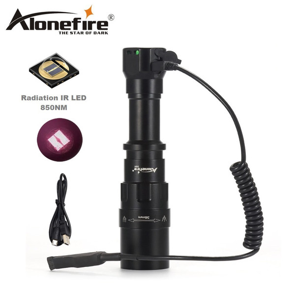 AloneFire X490 IR 850NM LED Flashlight Infrared Light Night Vision Lamp Troch Use Rechargeable18650 Battery For Hunting torch