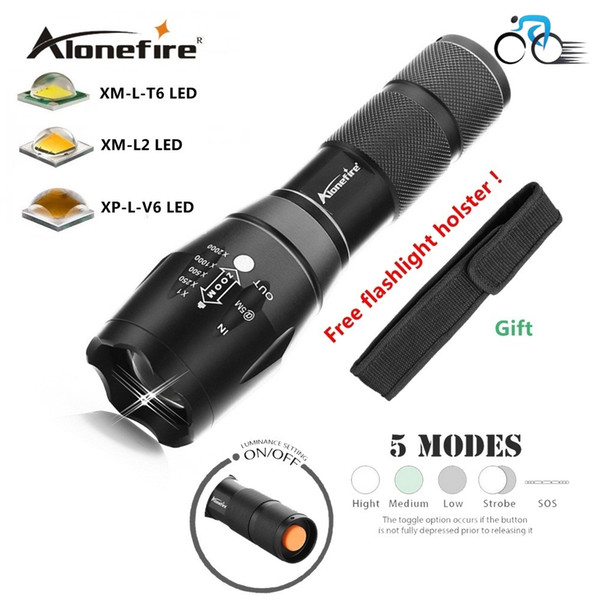 AloneFire G700/E17 XML T6 L2 U3 5000LM LED Tactical Flashlight Portable Waterproof Torch with Adjustable Focus and 5 Modes for Camping