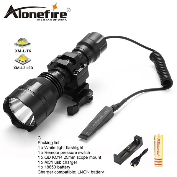 AloneFire C8s CREE XM-L2 LED 5 Mode Tactical flashlight High Quality Lanterna LED Lamp Torchlight hunting for 1x 18650 battery