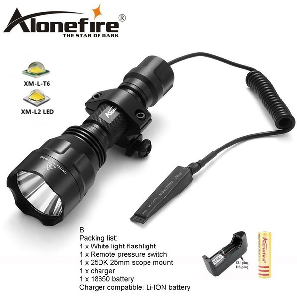 AloneFire C8s CREE XM-L2 LED 5-Mode Tactical flashlight 18650 light flashlight LED Lamp Torchlight hunting for 1x 18650 battery