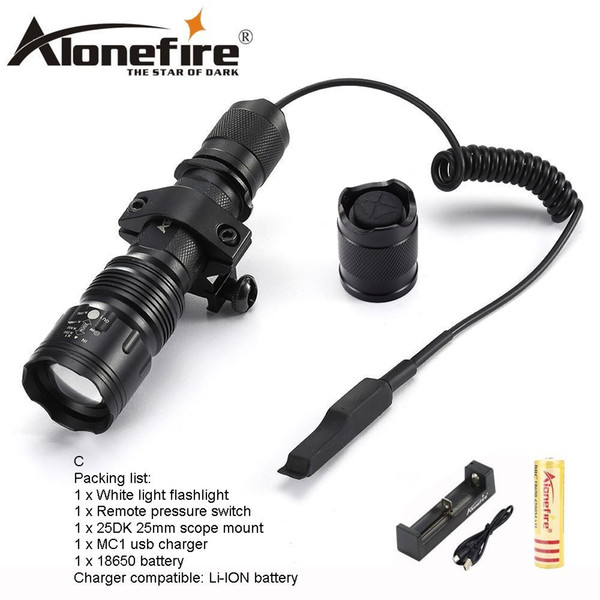 AloneFire TK104 CREE XM-L2 LED Tactical Flashlight Outdoor Camping Torch lamp tactical mount remote switch for Hnting 1X 18650 battery