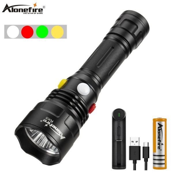 Alonefire RX5 White red green yellow Led Flashlight Waterproof Magnetic Tactical torch LED Torch Light For Outdoor Distress sign Travel Hike