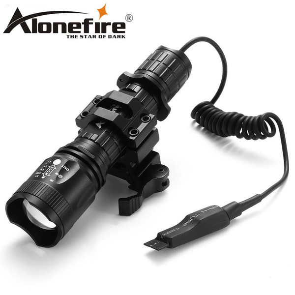 AloneFire TK400 Tactical light Torch CREE Zoomable LED flashlight XM-L2 hunting lights with remote pressure pad switch / mounts for 18650