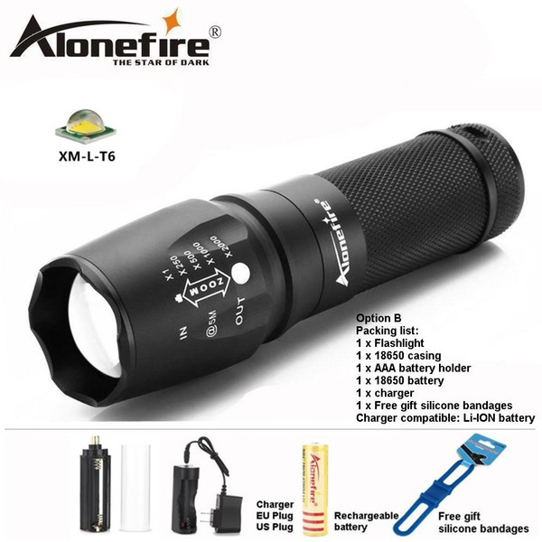 AloneFire X800 CREE XML T6 LED Flashlight Outdoor Torch 5 Mode linterna led zaklamp Bicycle Fishing Light 1x18650 26650 Battery