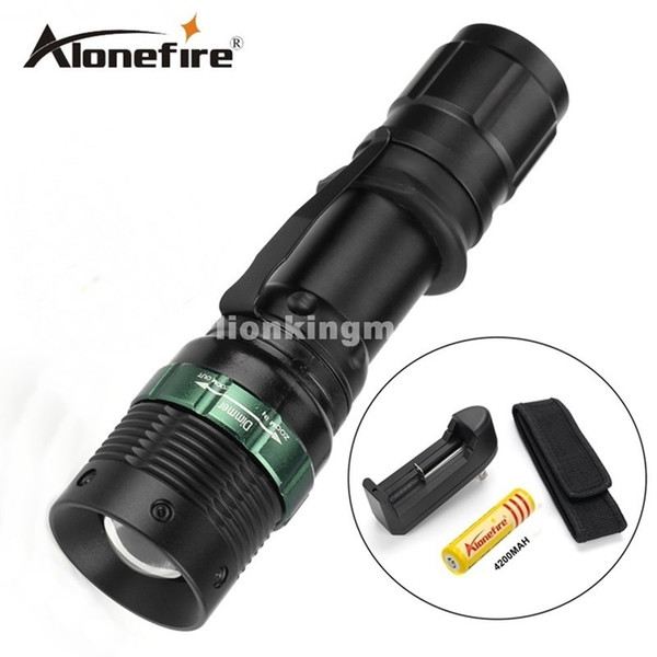 E3 1set led LED Flashlight Adjustable Focus Zoom Flash Light Lamp+18650 battery+charger+Flashlight Holster