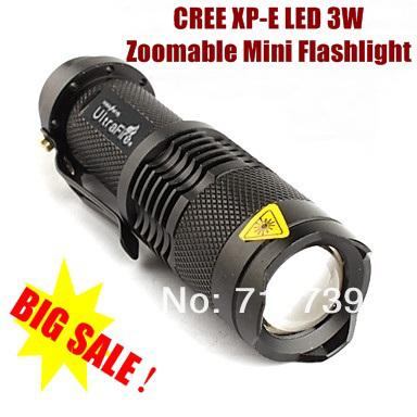 USA EU Hot Sel TK68 CREE XP-E LED Flashlight Portable Mini Flashlight Zoom flashlight Lamp For Dry cell /14500 - Black