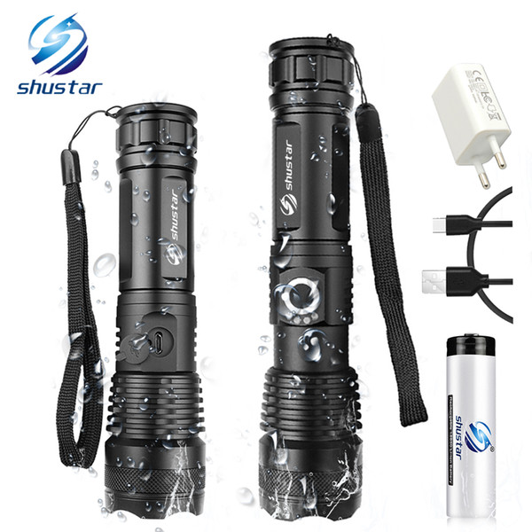 Powerful LED Flashlight XHP50 Lamp bead Support zoom 5 lighting modes Torch By 18650 or 26650 battery For outdoor activities