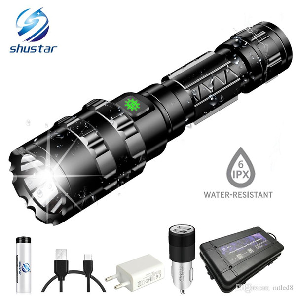 Super bright waterproof LED Flashlight 5 lighting modes Aluminum alloy Torch Powered by 18650 battery Suitable for hunting, etc