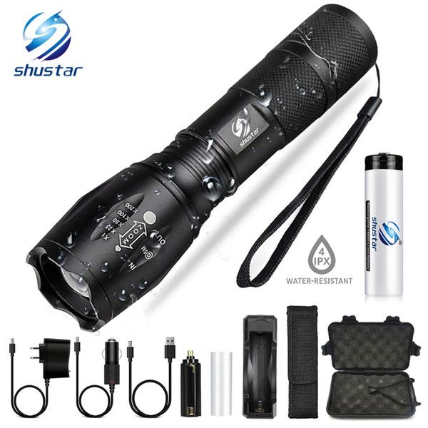 Led flashlight Ultra Bright torch T6/L2/V6 Camping light 5 switch Modes 10000 LM Zoomable Bicycle Light use 18650 battery