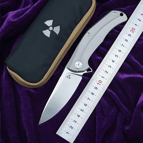 JK3215 Flipping Folding knife D2 blade Titanium Meteorite pattern handle kitchen outdoors utility fruit Knives EDC TooL