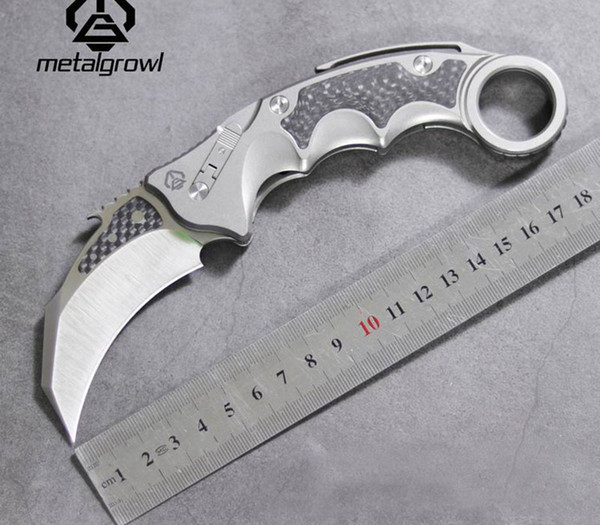 MG pterosaur claw ball brearing Flipper folding knife M390 blade titanium+CF outdoor hunting Survival knives EDC Tools