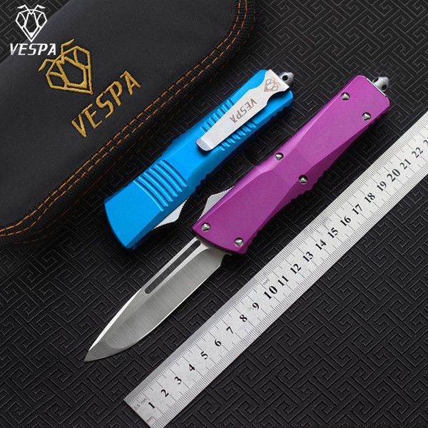 High quality VESPA Knife Blade:D2(S/E Satin) 6 colors Handle:Aluminum,Outdoor camping survival knives EDC tools,Free shipping