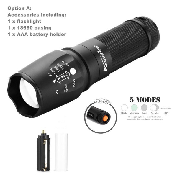 USA EU Hot Sel E26 Hard anodized CREE XM-L T6 3800 Lumens High Power Torch LED Flashlight