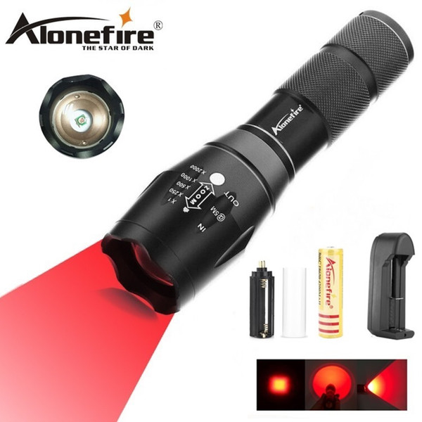 AloneFire E17 Zoomable Scalable CREE LED Red Light Flashlight Red Hunting Light Tactical Flashlight Red Light Torch For Hunting & Detector