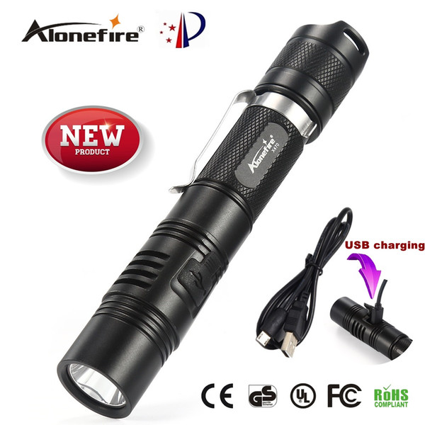 AloneFire X470 Powerful LED flashlight Rechargeable USB Flashlight 18650 Cree XPL 1000 Lumens LED Torch Penlight 6 modes indicator Light