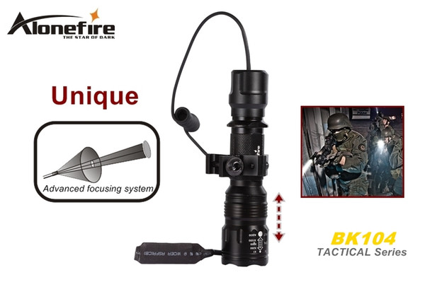 AloneFire BK104 Tactical Series CREE XM-L L2 LED 5 mode Professional Zoom tactical flashlight torch light