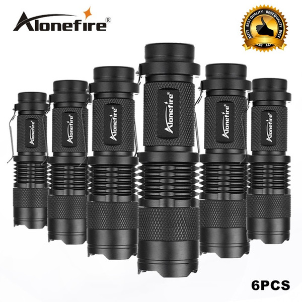 6PCS/lot Mini LED Torch 7W CREE XPE Q5 LED Flashlight Adjustable Focus Zoom Flash Light Lamp Free Shipping Wholesale SK68