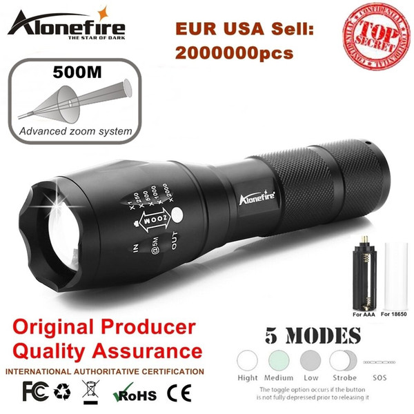 AloneFire E17 LED Flashlight 18650 Zoomable LED Torch xml T6 3800LM led Focus zoom light for 18650 Rechargeable or AAA Battery