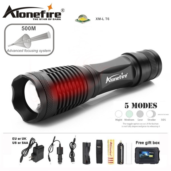 Alonefire E007 CREE XM-L T6 5000Lm Rechargeable LED Flashlight Waterproof Multifunction Remote Outdoor Home lantern Torch 3AAA 18650 battery