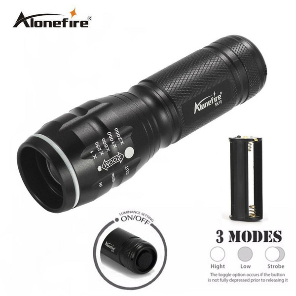 AloneFire SK10 High-quality Mini Black CREE XPE LED Flashlight Zoomable LED Torch penlight For AAA battery