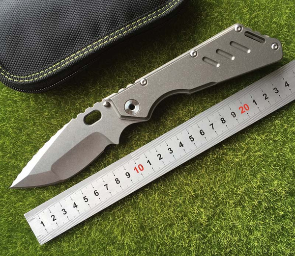 New Customized MSC XL Copper Gasket Folding Knife D2 Blade Flame Texture TC4 Titanium Handle Tactical Survival Fruit K