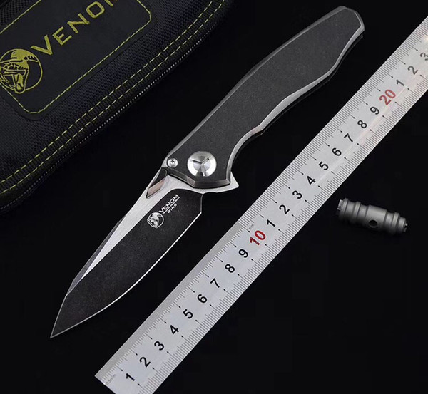 Kevin John VENOM 4 Wing M390 Titanium Flipper folding knife ceramic ball bearing camping hunting survival pocket knives EDC tool