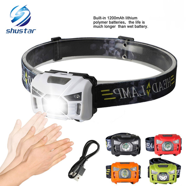 Shustar 5W LED Body Motion Sensor Headlamp Mini Headlight Rechargeable Outdoor Camping Flashlight Head Torch Lamp With USB